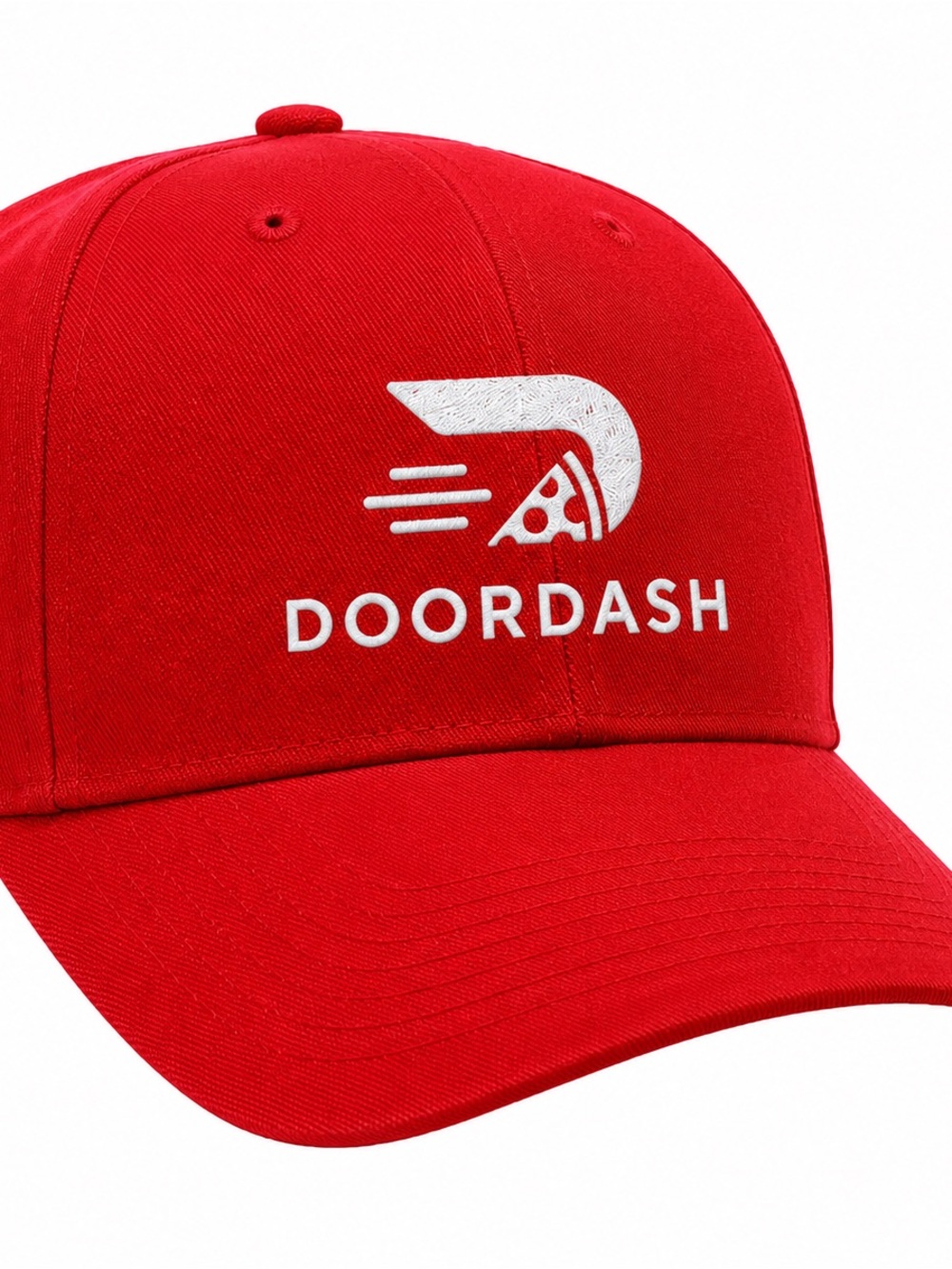 🍕🚗 DoorDash Pizza Parody Red Snapback Hat | Funny Delivery Driver & Employee Cap - Picture 3 of 5